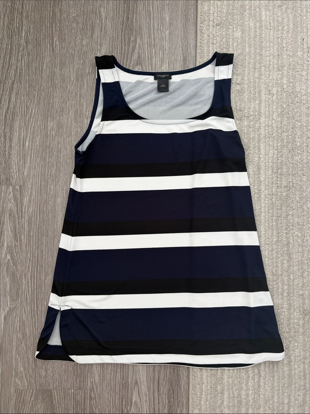 Ann Taylor Navy and White Striped Tank Top